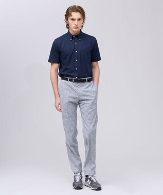 J.PRESS MEN 【吸水速乾 / 抗菌防臭 / 遮熱 / 防シワ】【J.PRESS OXFORD JERSEY】カノコインレイ半袖 シャツ / B.D. ネイビー系