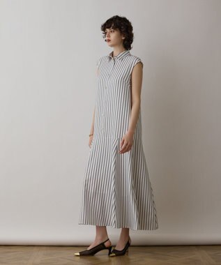 GRACE CONTINENTAL ストライプシャツワンピース ホワイト