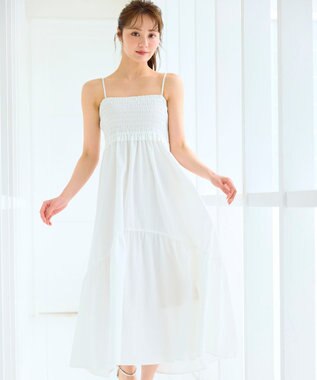 Feroux シャーリングデザイン 3WAYキャミドレス ホワイト系