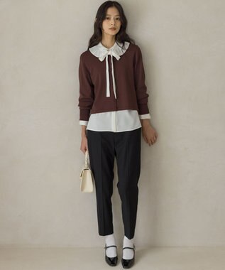 組曲 L ハンサムツイルテーパード パンツ ブラック系