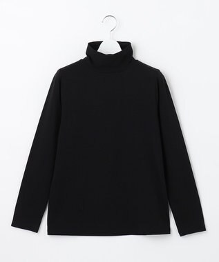 自由区 【洗える】ドライタッチインナー ハイネックカットソー ブラック系