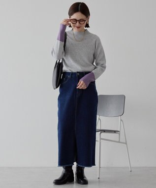 AMERICAN HOLIC バイパチ袖配色リブプルオーバー Light Gray