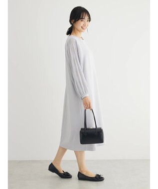 Green Parks マジョリカ袖ドッキングワンピース Gray