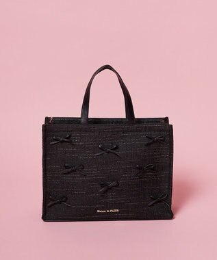 Maison de FLEUR ナローリボンスクエアバッグ Black