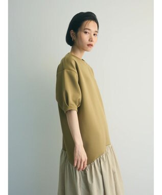Green Parks ａ．異素材切り替えバルーンワンピース Khaki