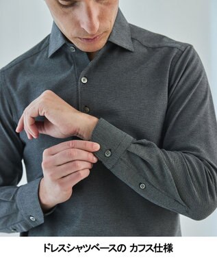 GOTAIRIKU あのBIZポロが 長袖に【仕事で着られる】キレイめ 鹿の子 ビズポロシャツ_ロング ライトグレー系