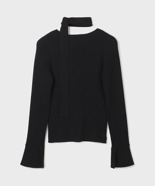 GRACE CONTINENTAL ボウタイリブニットトップ ブラック