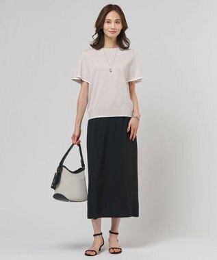 J.PRESS LADIES S 【シーンレスに活躍】COOL MINT COTTON POLYESTER フレアスリーブ ニット プルオーバー グレージュ系