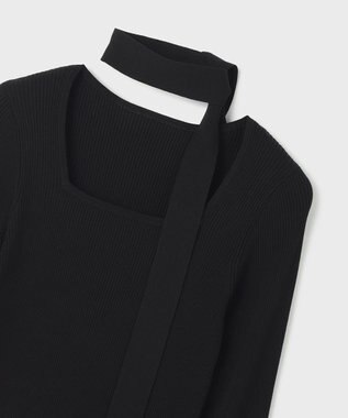 GRACE CONTINENTAL ボウタイリブニットトップ ブラック