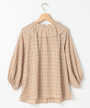 組曲 S ライトトロピカルロールネック ブラウス ベージュ系3