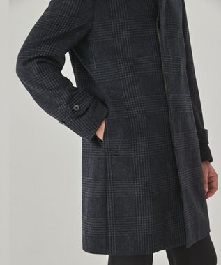 GOTAIRIKU アンゴラビーバー ステンカラーコート ライトグレー系4(格子)