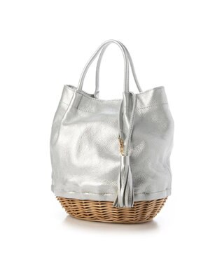 UNBILLION perche 牛革×ヤナギ底2wayトートバッグ シルバー