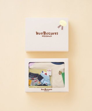 MIKI HOUSE HOT BISCUITS ワンポイント半袖Tシャツ＆ローカットソックスギフトセット【BOX付き】 アイボリー