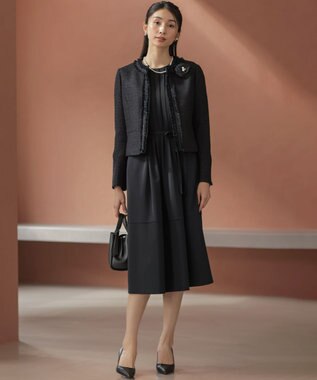 組曲 L 【KUMIKYOKU NAVY】フロントタックドレス ネイビー系