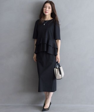 組曲 L ジョーゼットジャージーナロータイト スカート ブラック系