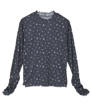 earth music&ecology ハイネックフラワーメロープルオーバー Navy