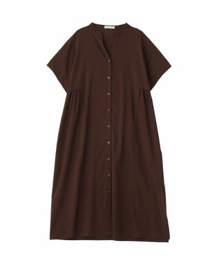 Green Parks 半袖シアースキッパーシャツワンピース Brown