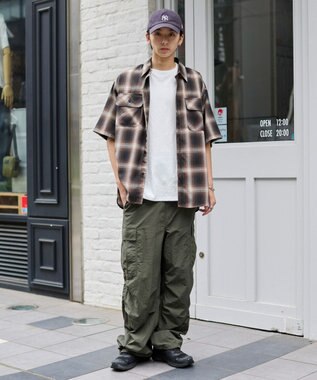 WEGO 【ウエストゴム/MLサイズ展開】ナイロンイージーカーゴパンツ カーキ