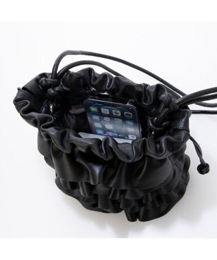 UNBILLION 【テレビ ドラマ着用アイテム】カシュカシュ cachecache / フリルギャザースマホショルダーバッグ ブラック