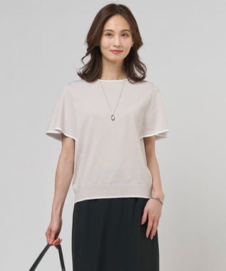 J.PRESS LADIES S COOL MINT COTTON POLYESTER フレアスリーブ ニット プルオーバー