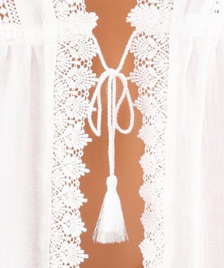 San-ai Resort（三愛水着楽園） 楊柳×レース　羽織り　F【San-ai Resort（サンアイリゾート）】 ホワイト