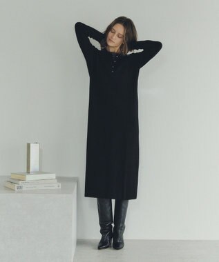 YECCA VECCA 襟付きニットワンピース Black