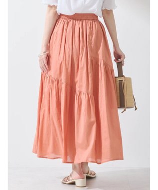 earth music&ecology コットンボイルランダム切替フレアスカート Orange