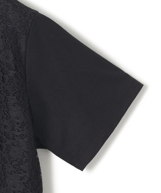 ICB 【洗える】レースコンビジャージー プルオーバー ブラック系