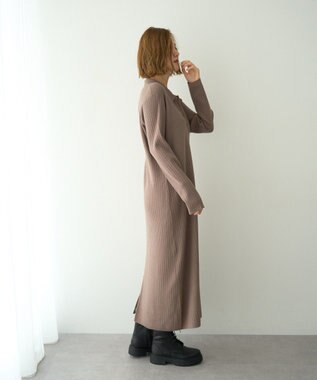 YECCA VECCA 襟付きニットワンピース Mocha