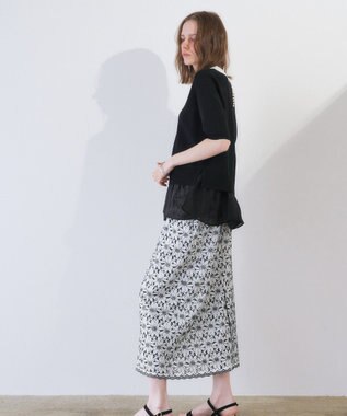 YECCA VECCA 2way襟付きフリルレイヤードニット Black