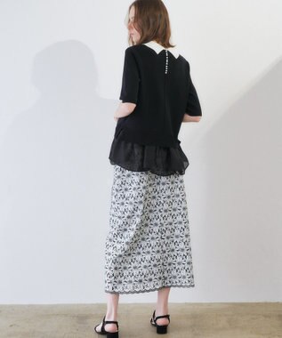 YECCA VECCA 2way襟付きフリルレイヤードニット Black