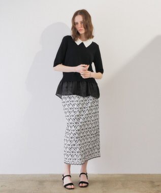 YECCA VECCA 2way襟付きフリルレイヤードニット Black