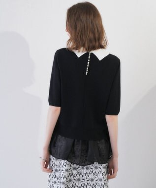 YECCA VECCA 2way襟付きフリルレイヤードニット Black