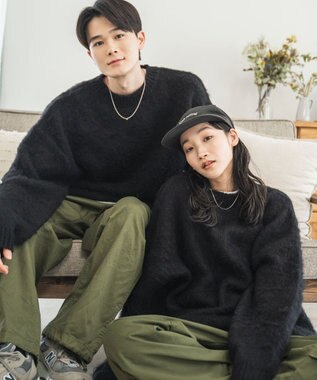 WEGO モヘアライクBIGプルオーバー ブラック