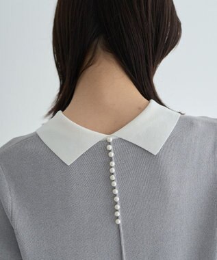 YECCA VECCA 2way襟付きフリルレイヤードニット Gray Mixture