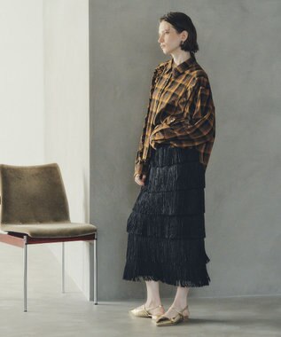 YECCA VECCA フリンジロングスカート Black