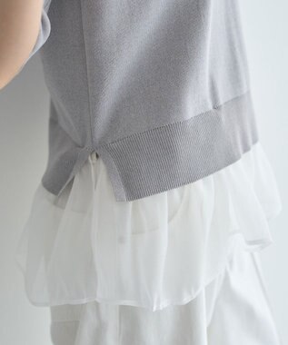 YECCA VECCA 2way襟付きフリルレイヤードニット Gray Mixture