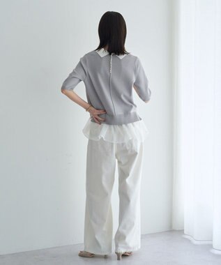 YECCA VECCA 2way襟付きフリルレイヤードニット Gray Mixture