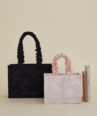 Maison de FLEUR レースフリルハンドルスクエアトートSバッグ Light Pink