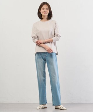 J.PRESS LADIES L 【洗える】BASIC STRETCH DENIM ボーイフィット デニム ブリーチ系