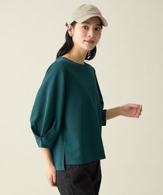 ANY L コンフォータブル袖タックブラウス グリーン