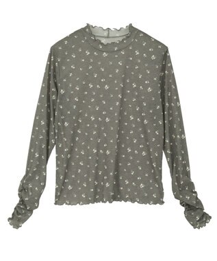 earth music&ecology ハイネックフラワーメロープルオーバー Light Gray