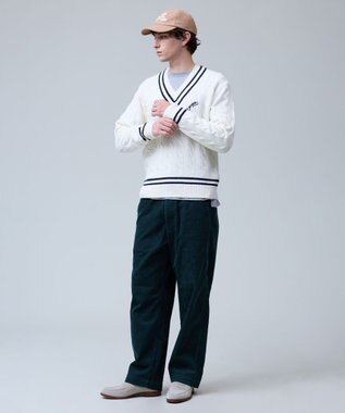 J.PRESS MEN 【NYUZELESS】ラムズウール ケーブルチルデン ニット アイボリー系