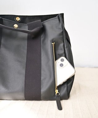 Hekhèr Le Style de Vie 【日本製 / A4サイズ対応 / 2WAY】PUコートコットンキャンバス トートバッグ large ブラック