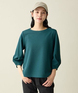 ANY L コンフォータブル袖タックブラウス グリーン