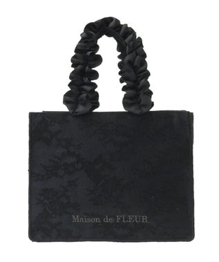 Maison de FLEUR レースフリルハンドルスクエアトートSバッグ Black