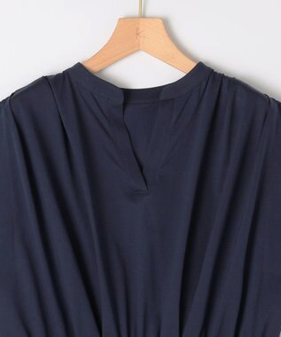 組曲 【洗える・WEB限定】プレーティング天竺 ドレープワンピース ネイビー系