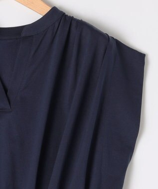 組曲 【洗える・WEB限定】プレーティング天竺 ドレープワンピース ネイビー系