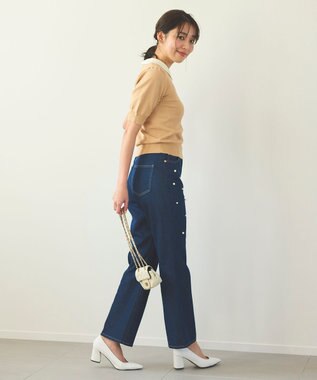 Feroux ランダムパールデニム パンツ ネイビー系