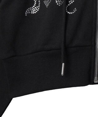 WEGO ラインストーンWジップショートパーカー ブラック